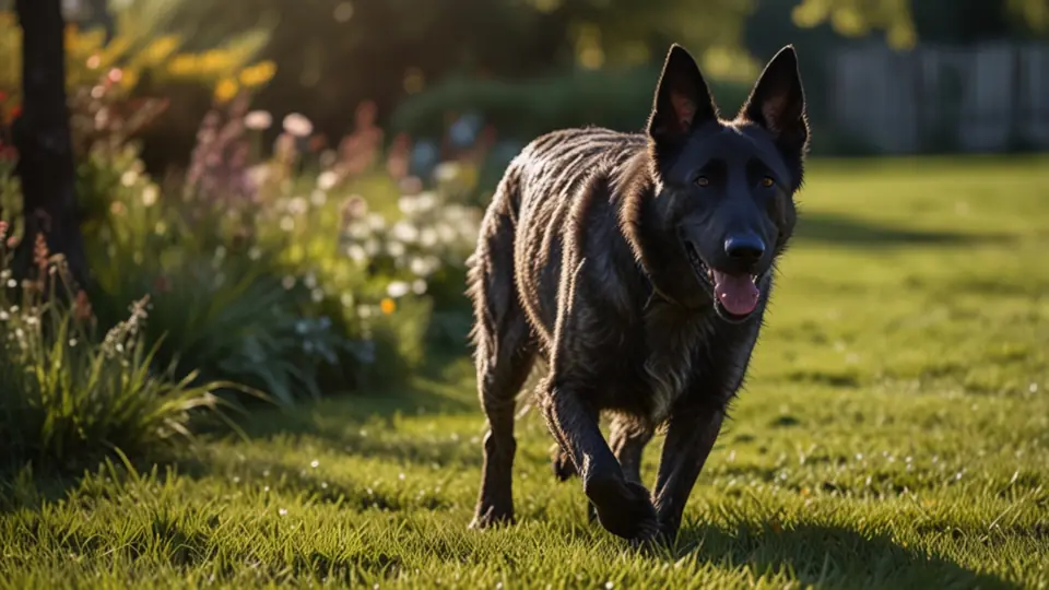 Dutch Shepherd in a sunny garden