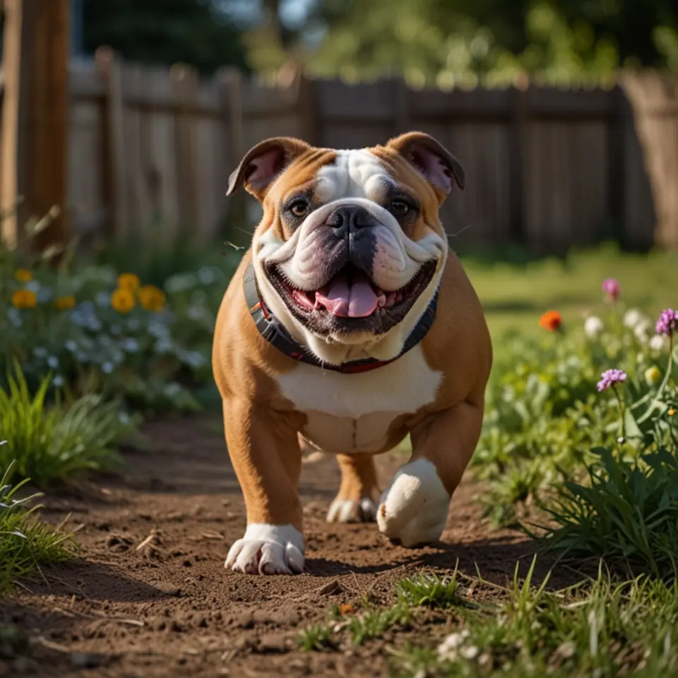 English Bulldog in the garden