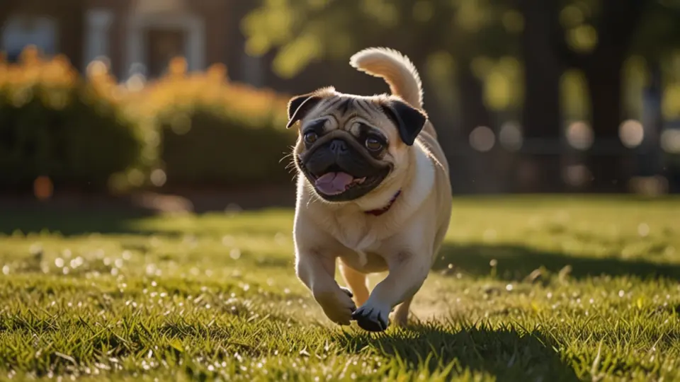 Pug in a sunny park